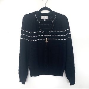 St. John Sport Black Crochet Zip Up Cardigan M
